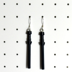 Star Wars Lego Black Lightsaber Sterling Silver Shepherds Hooks With Loop Earrings
