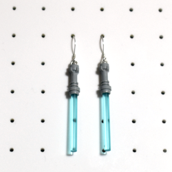 Star Wars Lego Blue Lightsaber Sterling Silver Shepherds Hooks With Loop Earrings