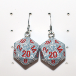 Chessex Brand D20 Air Speckled Stainless Steel Earrings