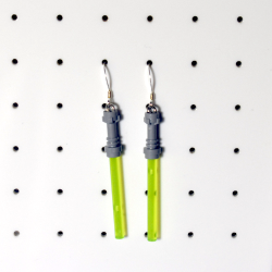 Star Wars Lego Green Lightsaber Sterling Silver Shepherds Hooks With Loop Earrings