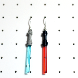 Star Wars Lego Sith Red And Jedi Blue Lightsaber Sterling Silver Shepherds Hooks With Loop Earrings