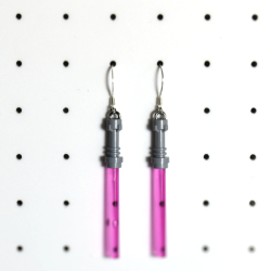 Star Wars Lego Pink Lightsaber Sterling Silver Shepherds Hooks With Loop Earrings
