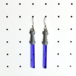 Star Wars Lego Purple Lightsaber Sterling Silver Shepherds Hooks With Loop Earrings