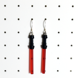 Star Wars Lego Sith Red Lightsaber Sterling Silver Shepherds Hooks With Loop Earrings